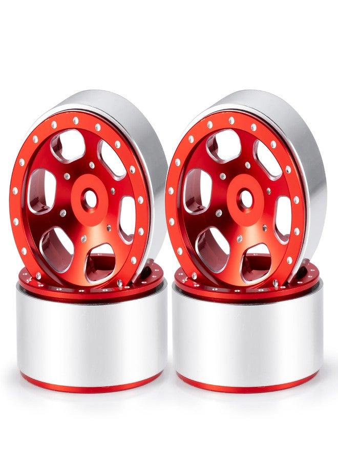 RCLIONS 1.3inch Aluminium Beadlock Wheel Rims 70g for TRX4M SCX24 1/24 1/18 Scale RC Crawler Car Upgrade Parts (Red) - Image 1